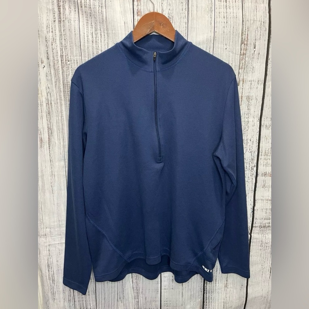 REI Mens Sweatshirt Large Blue 1/4 Zip Pullover Long Sleeve Hiking Outdoors